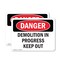 Signmission Demolition In Progress Keep Out Danger Sign, Plastic, 10in W x 7in L, 2PK OS-2PACK-DS-P-710-L-1835 - alternate 1